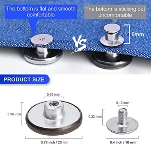 12 Sets Adjustable Buttons for Jeans, 20mm No Sew Instant Metal Buttons, Removable Jean Buttons Replacement Repair Kit with Threads Rivets and Screwdriver