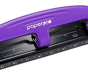 Bostitch Office EZ Squeeze Reduced Effort 3-Hole Punch, 12 Sheets, Purple (2105), 1.6" x 3" x 11"