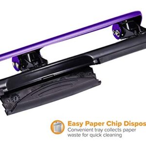 Bostitch Office EZ Squeeze Reduced Effort 3-Hole Punch, 12 Sheets, Purple (2105), 1.6" x 3" x 11"