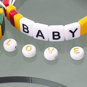 500 Pcs Acrylic Alphabet Letter Beads Gold On White Name Bracelets for Jewelry Making (goldonwhite) (goldonwhite)