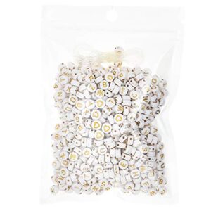 500 Pcs Acrylic Alphabet Letter Beads Gold On White Name Bracelets for Jewelry Making (goldonwhite) (goldonwhite)