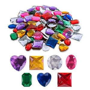 super z outlet 1″ assorted colorful adhesive stick-on heart star round shaped jewel gems for arts & crafts, themed party decoration accessories, children activities (100 pack)