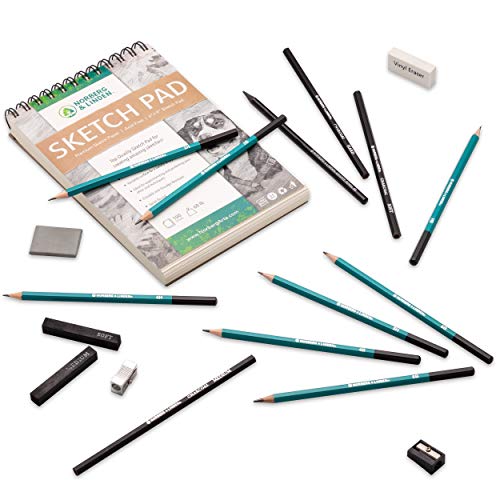 Norberg & Linden Drawing Set - Sketching and Charcoal Pencils - 100 Page Drawing Pad, Kneaded Eraser. Art Kit and Supplies for Kids, Teens and Adults