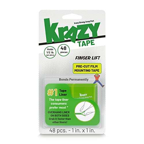 Krazy Tape Double Sided Tape for Crafts, Scrapbooking Squares, Thin Adhesive Two Sided Mounting Tape, 1" x 1" Clear Film Squares (Pack of 48 Pre-Cut Pieces)