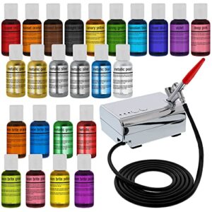 u.s. cake supply – complete cake decorating airbrush kit with a full selection of 24 vivid airbrush food colors – decorate cakes, cupcakes, cookies & desserts