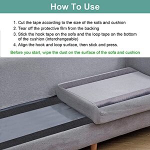 TEUVO Couch Cushion Non Slip Pads to Keep Couch Cushions from Sliding, Hook and Loop Tape with Adhesive for Smooth Surfaces, 2m Long and 11cm Wide