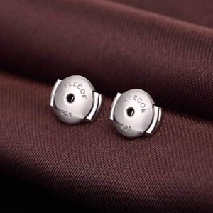 2 Paris Sterling Silver Locking Earring Backs Replacements for Diamond Studs, 18K White Gold Plated Screw Earring Backs, Secure Hypoallergenic Secure Earring Backs, No Fading Comfort Earring Backs