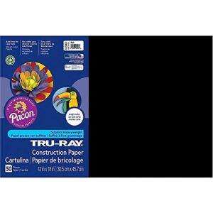 Tru-Ray® Construction Paper, 50% Recycled, 12" x 18", Black, Pack of 50