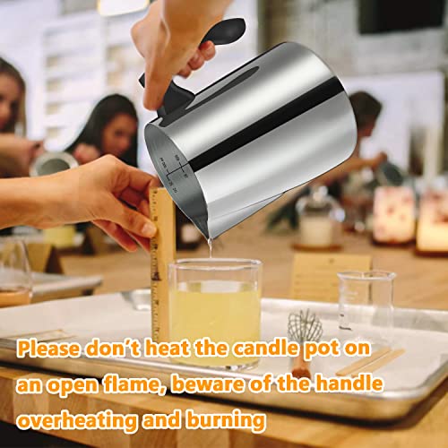 Candle Making Pouring Pot, 32oz Double Boiler Wax Melting Pot, 304 Stainless Steel Candle Making Pitcher with Heat-Resistant Handle and Dripless Pouring Spout Design