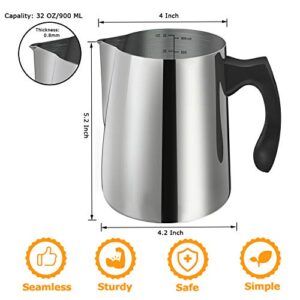 Candle Making Pouring Pot, 32oz Double Boiler Wax Melting Pot, 304 Stainless Steel Candle Making Pitcher with Heat-Resistant Handle and Dripless Pouring Spout Design