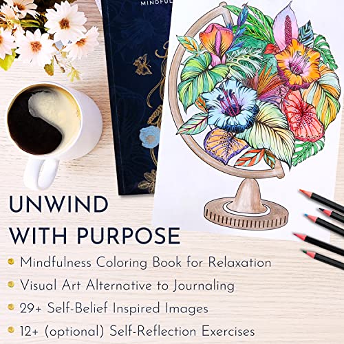 Adult Coloring Book for Women - Mindfulness Coloring Book with Personal Growth Prompts - Stress Relief Coloring Book for Adults, Coloring Books for Adults Relaxation, Anxiety Color Book for Adults