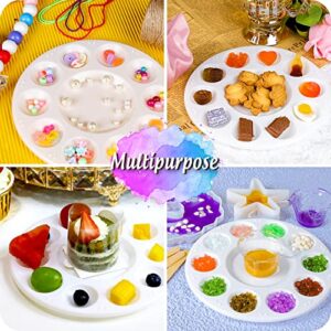 Round Paint Tray Palettes, FANDAMEI Plastic Paint Tray Palette, Paint Palettes Paint Pallets with 10 Wells for Adults & Kids, for Painting or DIY Craft Class, White, 2 PCS