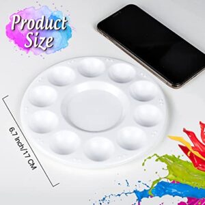 Round Paint Tray Palettes, FANDAMEI Plastic Paint Tray Palette, Paint Palettes Paint Pallets with 10 Wells for Adults & Kids, for Painting or DIY Craft Class, White, 2 PCS