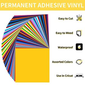 Huaxing Permanent Adhesive Vinyl Bundle, Premium Adhesive Vinyl with Matte, Glossy Vinyl Sheets (90 Pack, 12" x 12") and 10 Transfer Tape for Deco Sticker, Signs and Craft Cutters