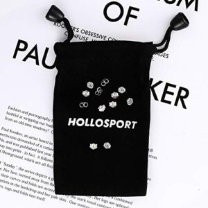 Hollosport S925 Sterling Silver Earring Backs Replacements for Posts,12Pcs/6Pairs Pierced Earring Backings Secure for Studs,Hypoallergenic Safety Locking Butterfly Ear Ring Stoppers 5.7X4.6X3mm