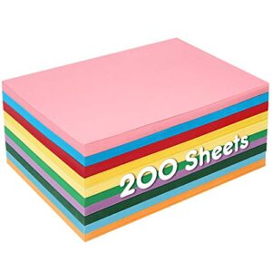 3 otters construction paper pack, 200sheets heavy duty construction paper color copy paper for crafts & art, a4, 10 assorted colors