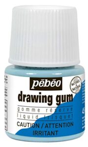 pebeo easy peel liquid latex masking fluid – drawing gum – dries quickly – for ink – watercolor – gouache painting & illustration – fine arts & crafts supplies – 45ml bottle
