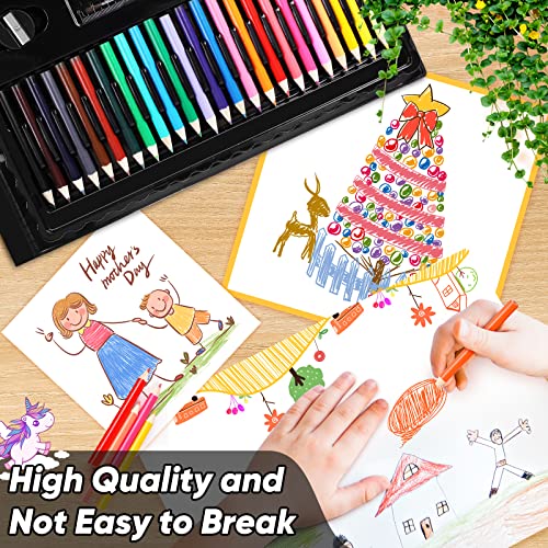 Soucolor Art Supplies, Drawing Set Art Kits with Trifold Easel, 2 Drawing Pad, 1 Coloring Book, Crayons, Pastels, Watercolors, Pencils, Arts and Crafts Gifts Case for Kids Girls Boys Teens Beginners