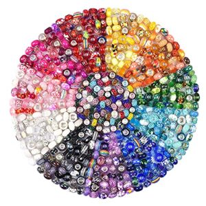 aipridy assortment european large hole beads spacer beads rhinestone craft beads for diy charms bracelet jewelry making (rainbow)