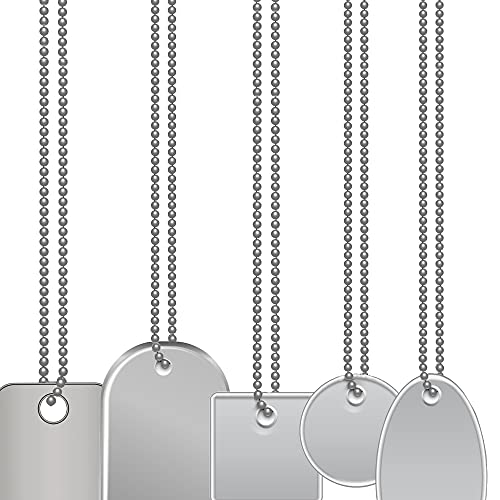 50-Pack Dog Tag Chain Ball Chain Necklace Bulk, Beaded Necklace Chains for Jewelry Making DIY Crafts, Military Blank Dog Tag Necklace for Men, Silver Nickel Plated Metal 24" Long 2.4mm Ball Bead Chain
