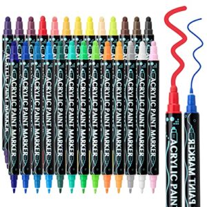 acrylic paint markers,acrylic paint pens paint markers,26 colors dual tip paint pens for rock painting wood canvas plastic metal and stone, acrylic dot markers pen for diy crafts making art supplies