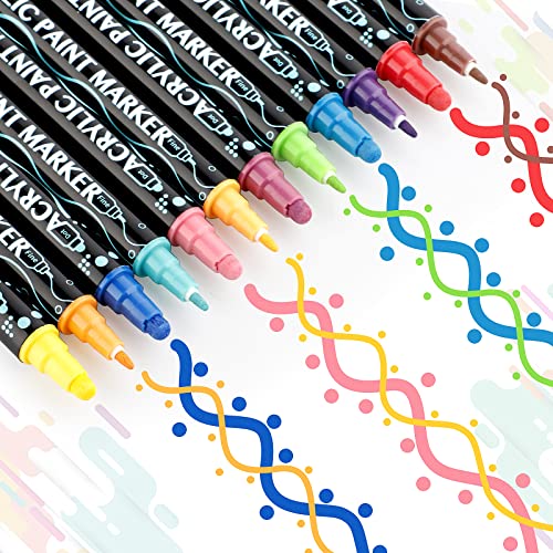 Acrylic Paint Markers,Acrylic Paint Pens Paint Markers,26 Colors Dual Tip Paint Pens For Rock Painting Wood Canvas Plastic Metal And Stone, Acrylic Dot Markers Pen For DIY Crafts Making Art Supplies