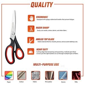 Makasla Pinking Shears Scissors for Fabric, Craft Scissors Decorative Edge, Zig Zag Scissors with Serrated Cutting Edge, Professional Sewing Pinking Shear for Fabric/Leather/Paper Craft (Red)