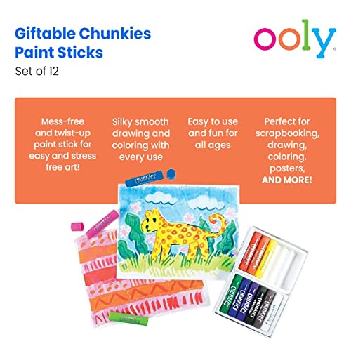 OOLY, Giftable Chunkies, No Brush or Water Needed, Twistable Paint Stick Set for Kids and Adults, Great for Any Project Including Posters, Cards, Scrapbooking, and Journaling, Set of 12