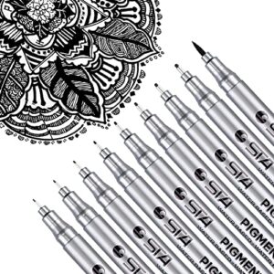 dyvicl black micro-pen fineliner ink pens, pigment liner multiliner pens micro fine point drawing pens for sketching, anime, manga, artist illustration, journaling, 9 pieces