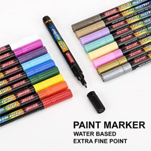 ZEYAR Premium Acrylic Paint Pen, Water Based, Extra Fine Point, 18 Colors, Odorless, Acid Free and Safe, Opaque Ink, Environmental Friendly, AP Certified