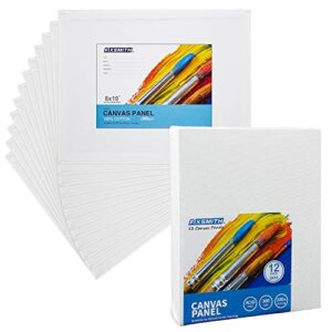 FIXSMITH-Painting-Canvas-Panels,8x10 Inch Canvas Board Super Value 12 Pack Canvases,100% Cotton,Primed Canvas Panel,Acid Free,Artist Canvas Boards for Professionals,Hobby Painters,Students & Kids.