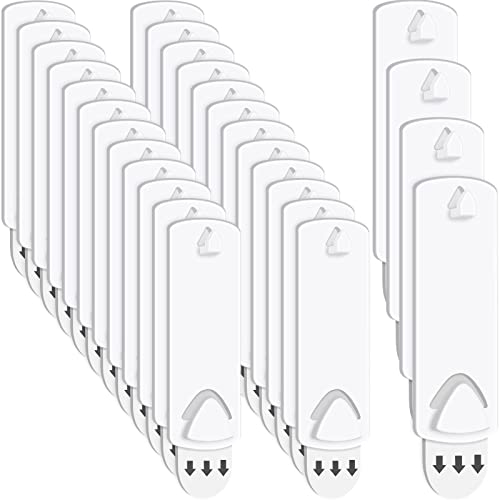 20 Pieces No Damage Picture Hangers Picture Hanging Kit Without Nails No Trace Adhesive Art Hanger for Bathroom Kitchen Home Door Closet, White (20 Pieces)