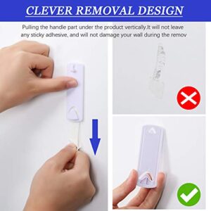 20 Pieces No Damage Picture Hangers Picture Hanging Kit Without Nails No Trace Adhesive Art Hanger for Bathroom Kitchen Home Door Closet, White (20 Pieces)