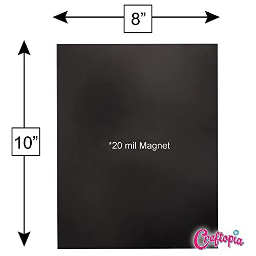 Craftopia Magnetic Sheet 8" x 10" Pack of 10 | Magnetic Sheets for Your Photos or Drawings to Stick on Your Fridge - Flexible Magnets with Adhesive Backing for Craft | Premium Quality