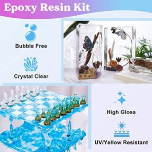 LET'S RESIN 80oz Crystal Clear Casting Resin Kit,Bubbles Free Epoxy Resin Supplies,Craft Clear Resin for Tumblers,Molds,Jewelry,Resin and Hardener with 6 Mica Powders,Large Silicone Cup