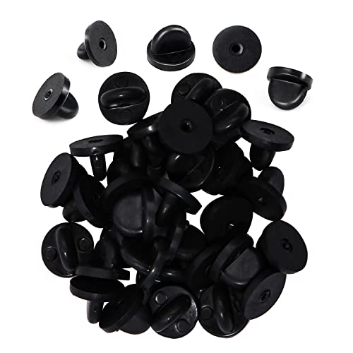 Rubber Pin Backs, 100PCS Lapel Pin Backs, Pin Safety Backs for Brooch Tie Hat Badge Insignia, Black