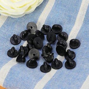 Rubber Pin Backs, 100PCS Lapel Pin Backs, Pin Safety Backs for Brooch Tie Hat Badge Insignia, Black