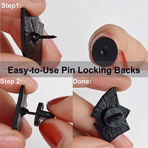 Rubber Pin Backs, 100PCS Lapel Pin Backs, Pin Safety Backs for Brooch Tie Hat Badge Insignia, Black