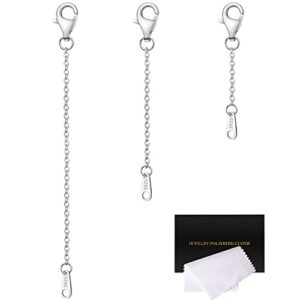 sterling silver necklace extenders for women necklace extender silver chain extension bracelet extender sterling silver chain extenders for necklaces 3 piece set（1, 2, 3 inch）