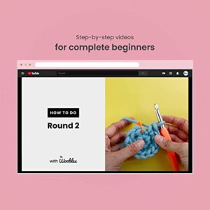 The Woobles Beginners Crochet Kit with Easy Peasy Yarn as seen on Shark Tank - Crochet Kit for Beginners with Step-by-Step Video Tutorials - Fred The Dinosaur