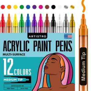acrylic paint pens for rock painting, stone, ceramic, glass, wood, fabric, canvas, porcelain, metal. set acrylic paint markers