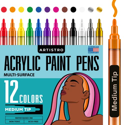 Acrylic Paint Pens for Rock Painting, Stone, Ceramic, Glass, Wood, Fabric, Canvas, Porcelain, Metal. Set Acrylic Paint Markers