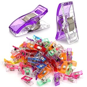 gmma 120 pcs mix colors sewing clips acrylic transparent multifunctional premium quilting clips，storage bag clips, sewing clips for fabric，plastic clips for crafts