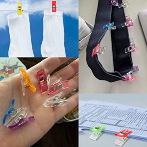 GMMA 120 Pcs Mix Colors Sewing Clips Acrylic Transparent Multifunctional Premium Quilting Clips，Storage Bag Clips, Sewing Clips for Fabric，Plastic Clips for Crafts