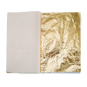 Bememo 100 Sheets Imitation Gold Leaf for Arts, Gilding Crafting, Decoration, 5.5 by 5.5 Inches