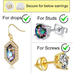 14K Real Solid Gold Earring Backs Hypoallergenic Soft Clear Silicone Backings Ear Piercing Replacements Secure Safety for Studs Drop Comfortable