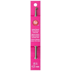 boye 332621800gm aluminum crochet hook, size g, 4.25 mm, 6”, pink