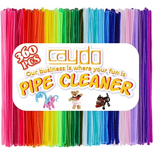 Caydo 360 Pieces Pipe Cleaners 40 Assorted Colored Chenille Stems for Art and Crafts, Children’s Craft Supplies (6 mm x 12 inch)