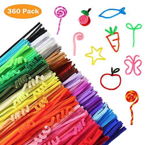 Caydo 360 Pieces Pipe Cleaners 40 Assorted Colored Chenille Stems for Art and Crafts, Children’s Craft Supplies (6 mm x 12 inch)