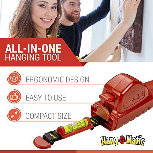 Hang-O-Matic All-in-One Picture Hanging Tool, Picture Hanger, Picture Frame Level Ruler, Perfect to Hang Pictures, Mirrors, TVs, and Shelves